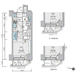 メインステージ松戸 10階1Kの間取り