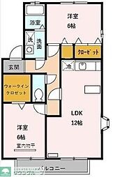 アーバンヒルズ　II 2階2LDKの間取り