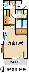 京成松戸線 松戸新田駅 徒歩1分の賃貸マンション 3階ワンルームの間取り