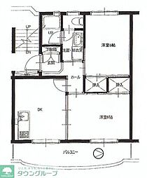 ライフジョイ大袋 3階2DKの間取り