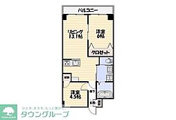 フェアリーヒルズ保木間 2階2DKの間取り