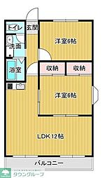 ルーブル早稲田 4階2LDKの間取り