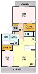 アンクレージュ 2階2LDKの間取り