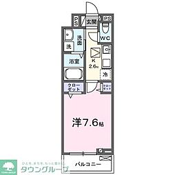 ヒカルサ三郷中央 1階1Kの間取り
