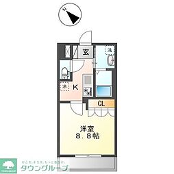 東武伊勢崎線 竹ノ塚駅 徒歩10分の賃貸アパート 2階1Kの間取り