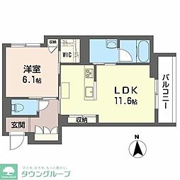 キースリーピアIII 2階1LDKの間取り