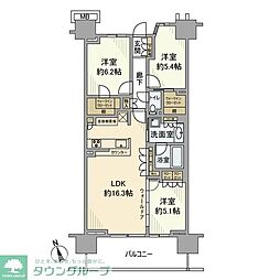 パークシティ柏の葉キャンパスサウスフロント 3LDKの間取図画像