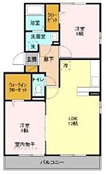 リバーパーク蒲生A 2LDKの間取図画像