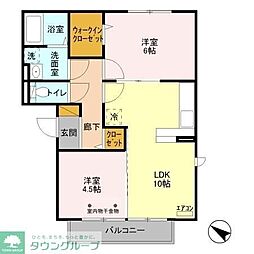 スカイハイム 2LDKの間取図画像