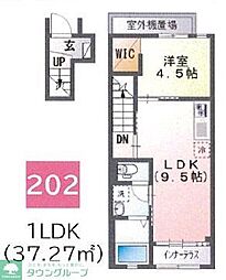 THE BASE 神明 1DKの間取図画像