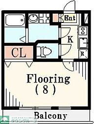 クレフラスト松戸吉井町B棟 1Kの間取図画像