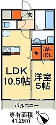 イルソーレ吉川美南ジャッロ 1LDKの間取図画像
