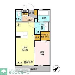 プレ・ド・ラ・ガールせんげん台 1LDKの間取図画像