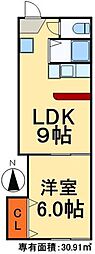 叶コーポ 1LDKの間取図画像