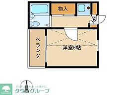レッズ北越谷 1Kの間取図画像