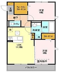ルミエール中央 2LDKの間取図画像