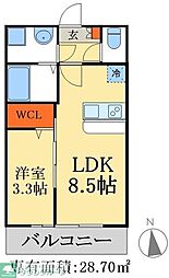 三郷市三郷1丁目アパート 1LDKの間取図画像