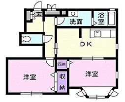 フラワーズ 2DKの間取図画像