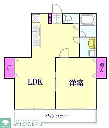 コーポアロフイ2 1LDKの間取図画像