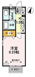 グランモア1 1Kの間取図画像