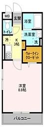 サンライズ蒲生 1Kの間取図画像