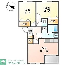プルミエール 2DKの間取図画像