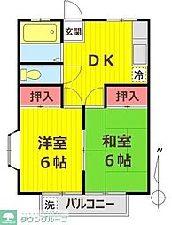 シャトー幸 2DKの間取図画像
