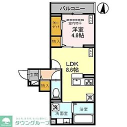 Dアヴァンス千間台東A 1LDKの間取図画像