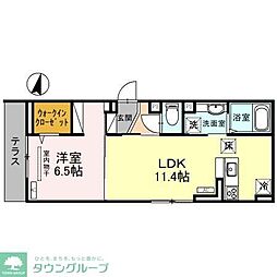 アヴァンス八潮A 1LDKの間取図画像