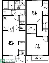 MAISONETTEPARK大道2B棟 2LDKの間取図画像