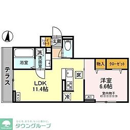 Dアヴァンス千間台東B 1LDKの間取図画像