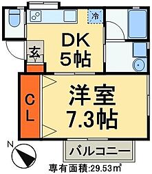 マイルーム藤4 1DKの間取図画像