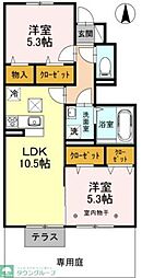 メゾンボヌール 2LDKの間取図画像