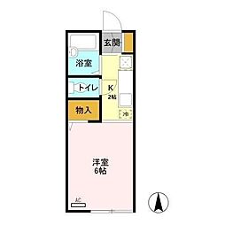 セジュール高久 1Kの間取図画像