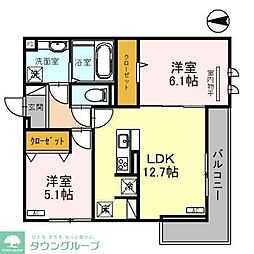 エクレール 2LDKの間取図画像