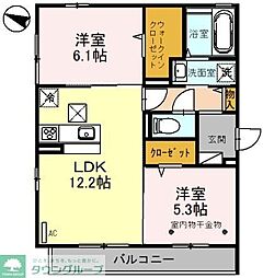 ホワイトハイツ2 2LDKの間取図画像