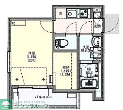 KLEIS北越谷 1Kの間取図画像