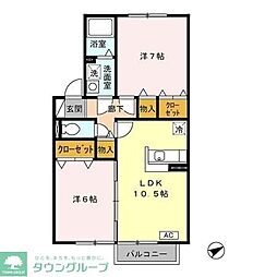 グリーンヒルA 2LDKの間取図画像
