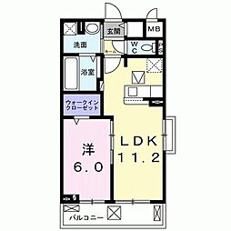 プレシャスエイト1 1LDKの間取図画像