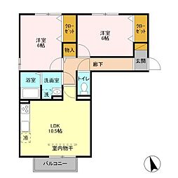 ドリームハイツB 2LDKの間取図画像