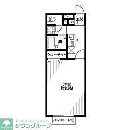 アムールKMU梅郷 1Kの間取図画像