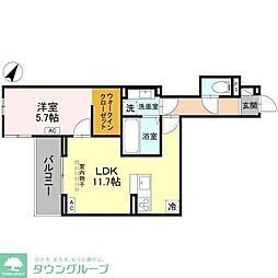 越谷市大字大房アパート 1LDKの間取図画像