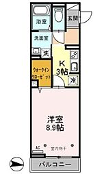 ゴールドパストラル10 1Kの間取図画像