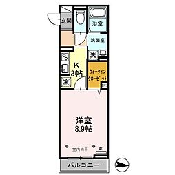 ゴールドパストラル10 1Kの間取図画像