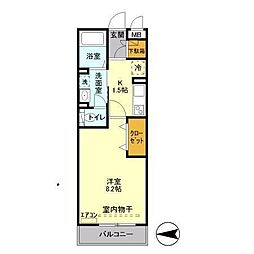 メルヴェーユ北越谷 1Kの間取図画像