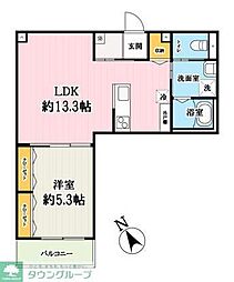 キャメル越谷3 1LDKの間取図画像