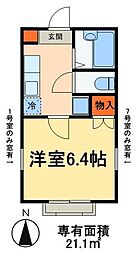 イー・シティ2 1Kの間取図画像