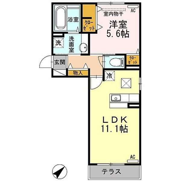 ブルーノ千代田 ｜広島県福山市千代田町2丁目(賃貸アパート1LDK・1階・42.93㎡)の写真 その2