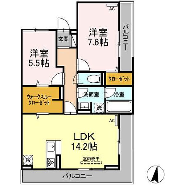 D-residence西町 ｜広島県福山市西町1丁目(賃貸アパート2LDK・3階・63.65㎡)の写真 その2