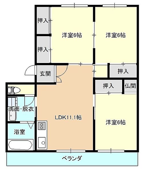 うつみマンション 202｜広島県福山市本庄町中2丁目(賃貸マンション3LDK・2階・64.46㎡)の写真 その5